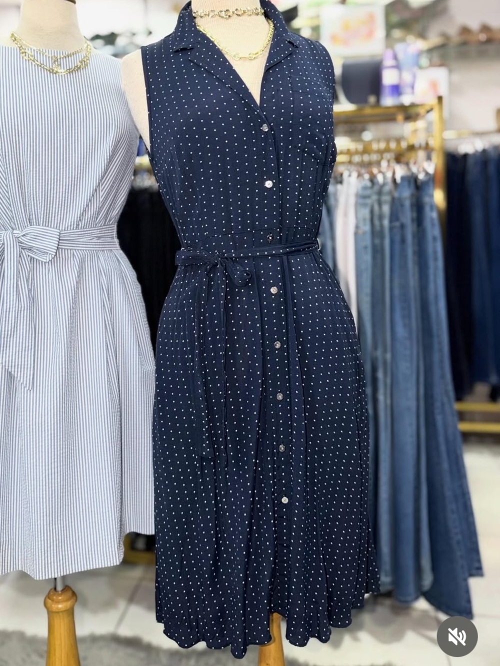 Navy Polka Dot Dress